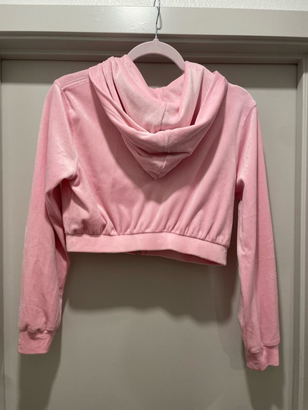 H&M Divided Pink Velour Cropped Zip-Up Hoodie - S - Picture 10 of 14